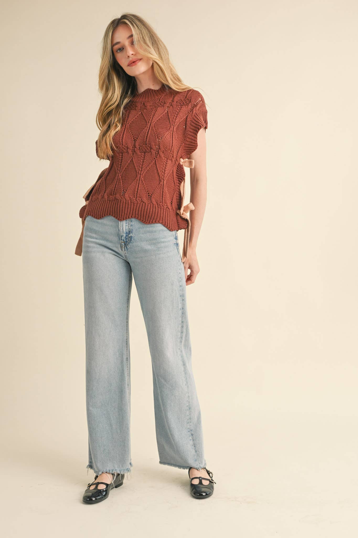 MOCK NECK CROPPED SWEATER VEST MSW2133 - 926 West