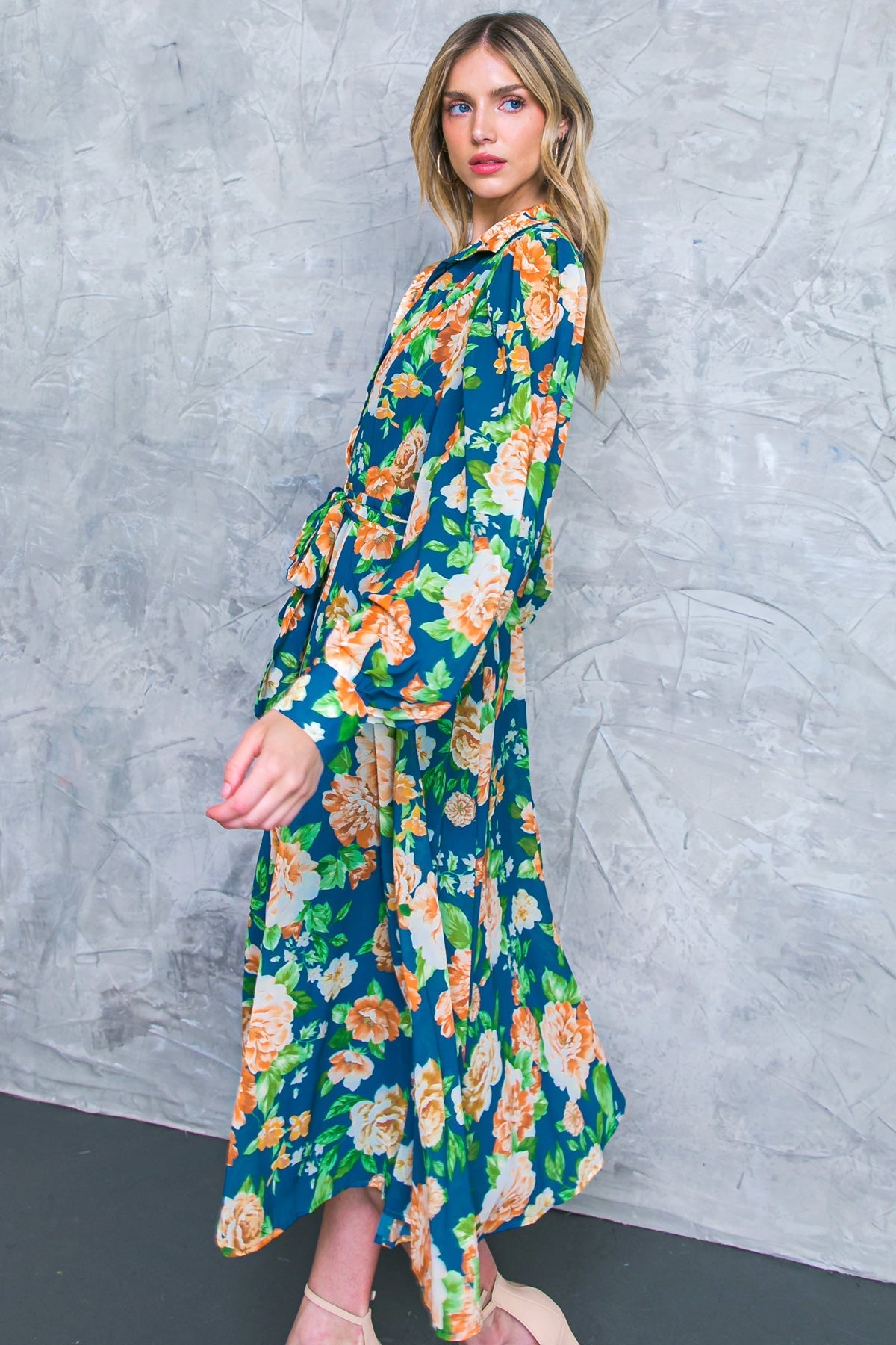 BUBBLY BLISS WOVEN MIDI SHIRT DRESS Flying Tomato