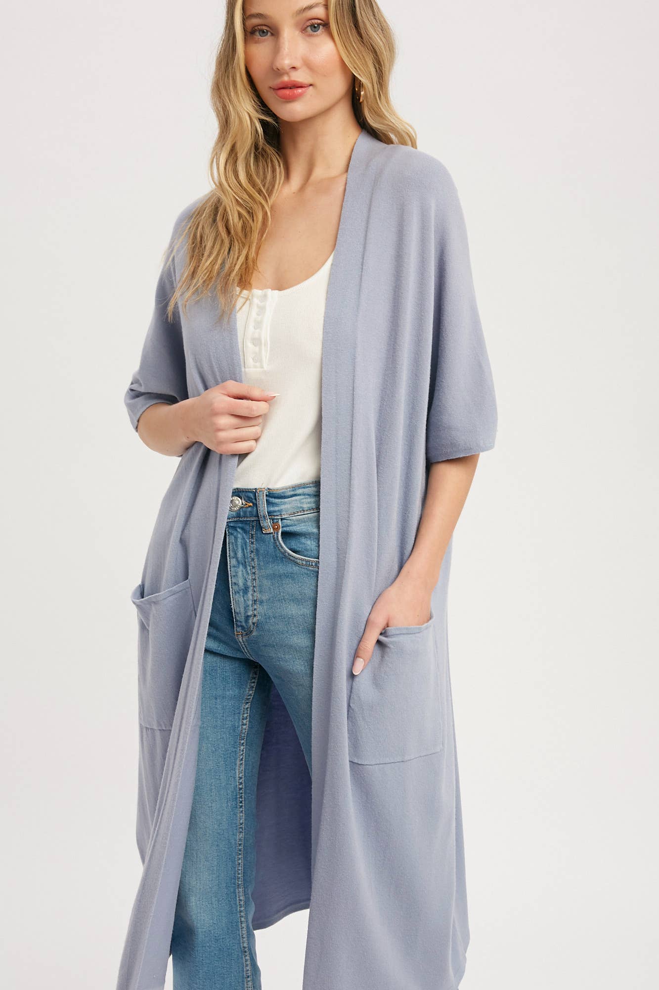 SOFT YARN OVERSIZED 3/4 SLEEVE CARDIGAN - 926 West