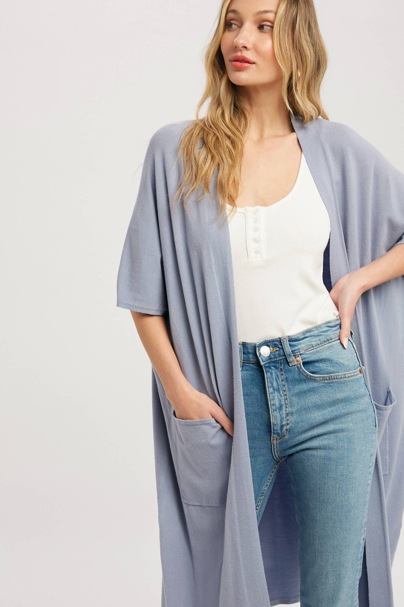SOFT YARN OVERSIZED 3/4 SLEEVE CARDIGAN - 926 West