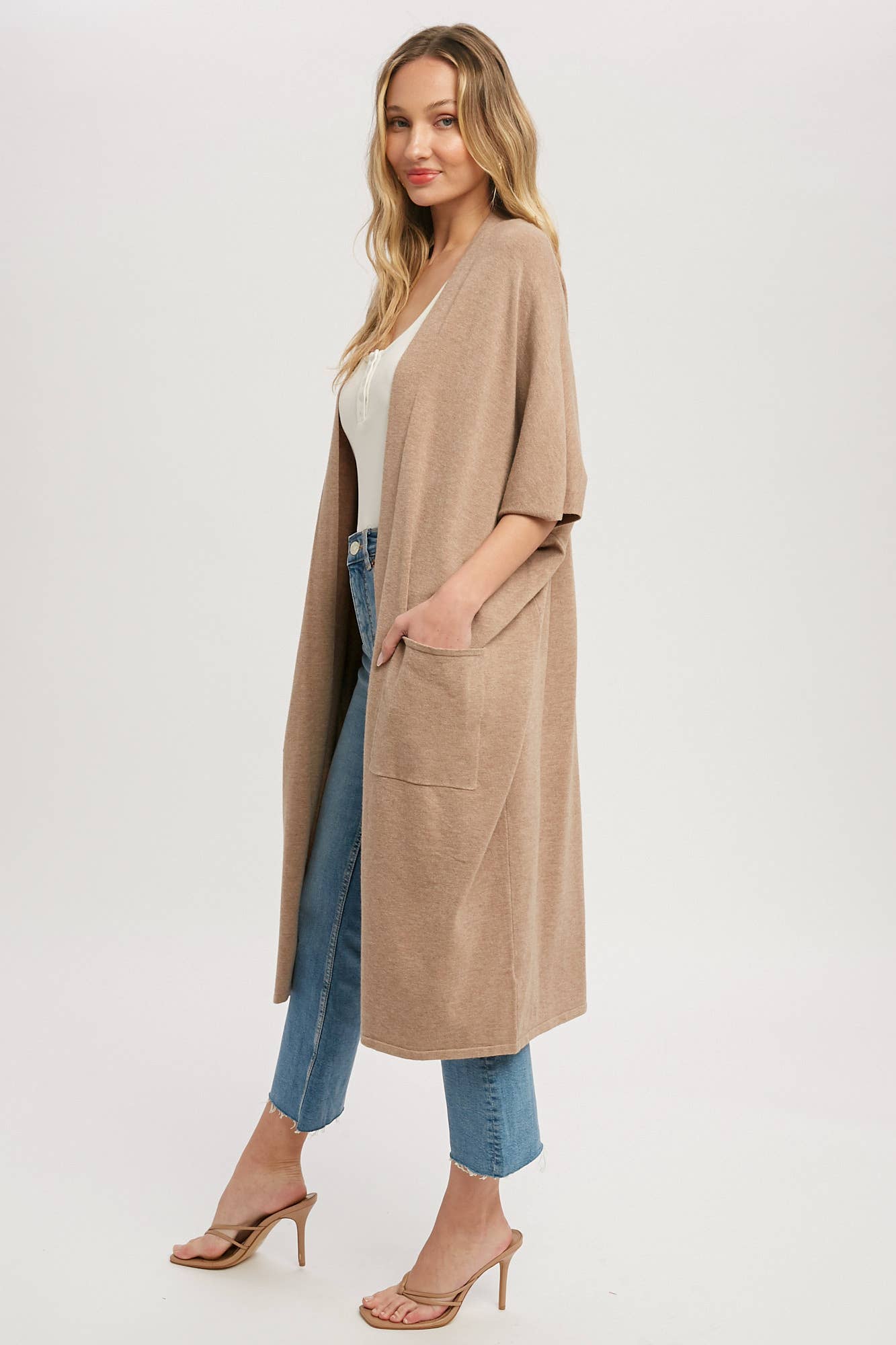 SOFT YARN OVERSIZED 3/4 SLEEVE CARDIGAN - 926 West