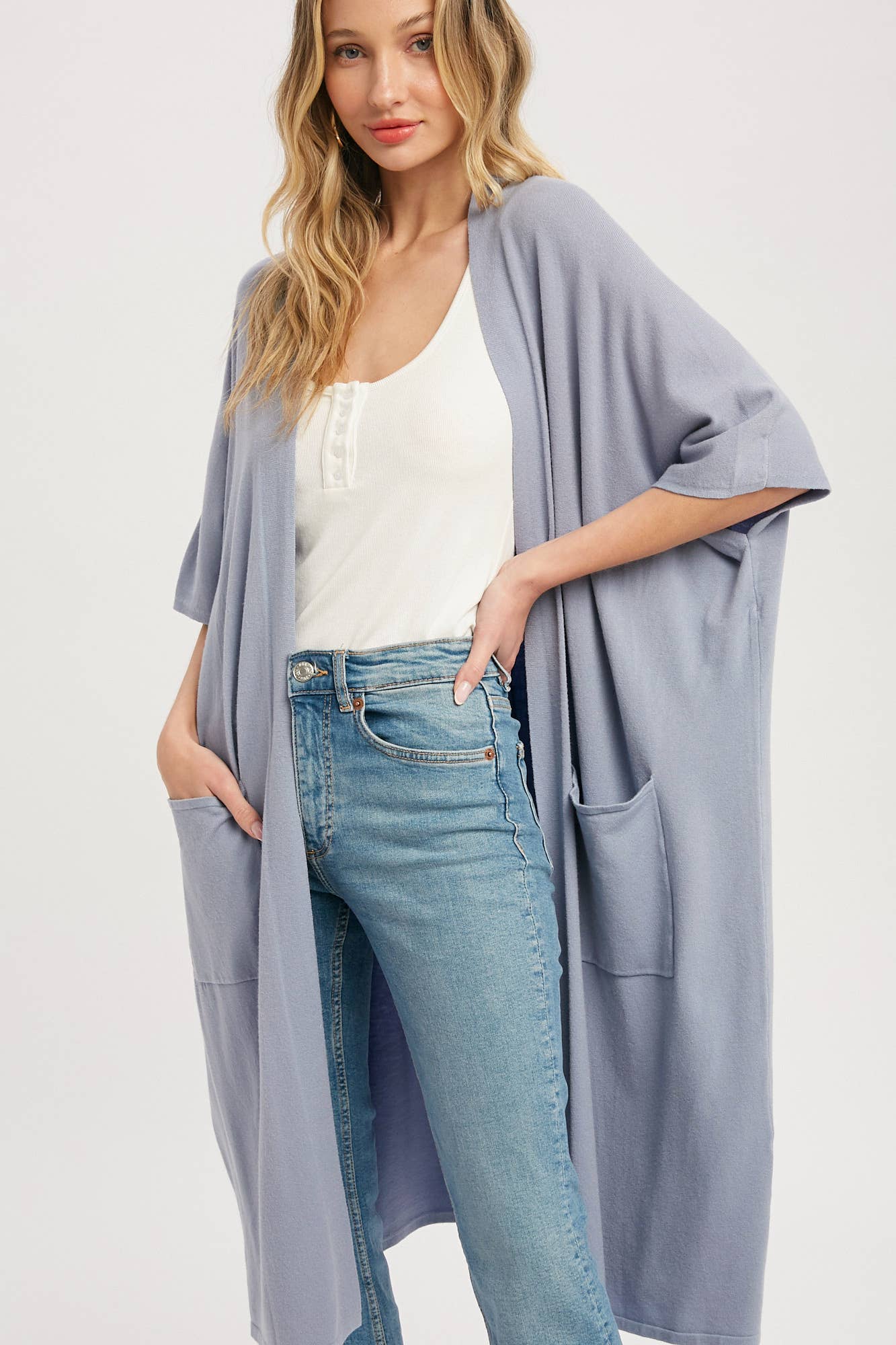 SOFT YARN OVERSIZED 3/4 SLEEVE CARDIGAN - 926 West