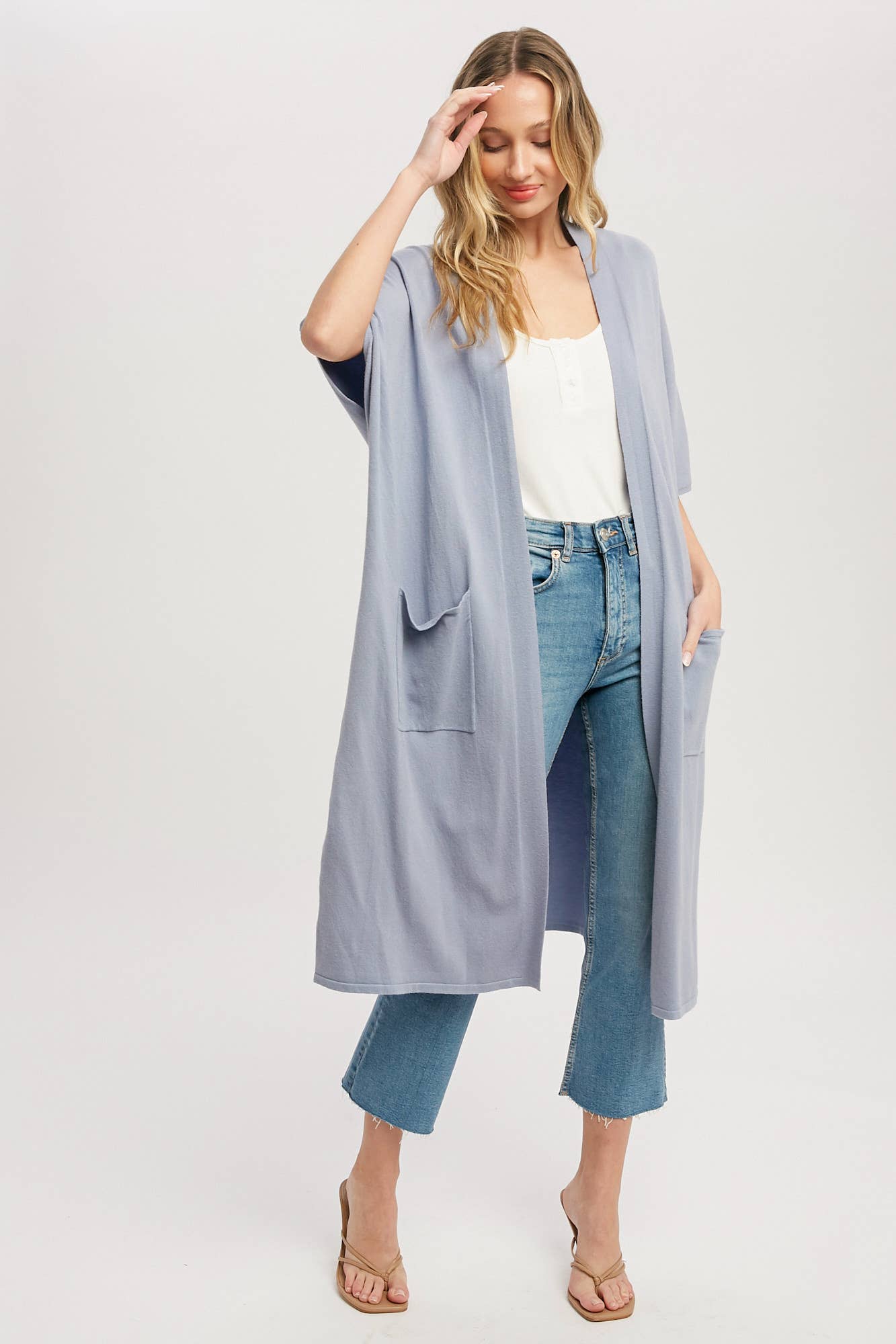 SOFT YARN OVERSIZED 3/4 SLEEVE CARDIGAN - 926 West