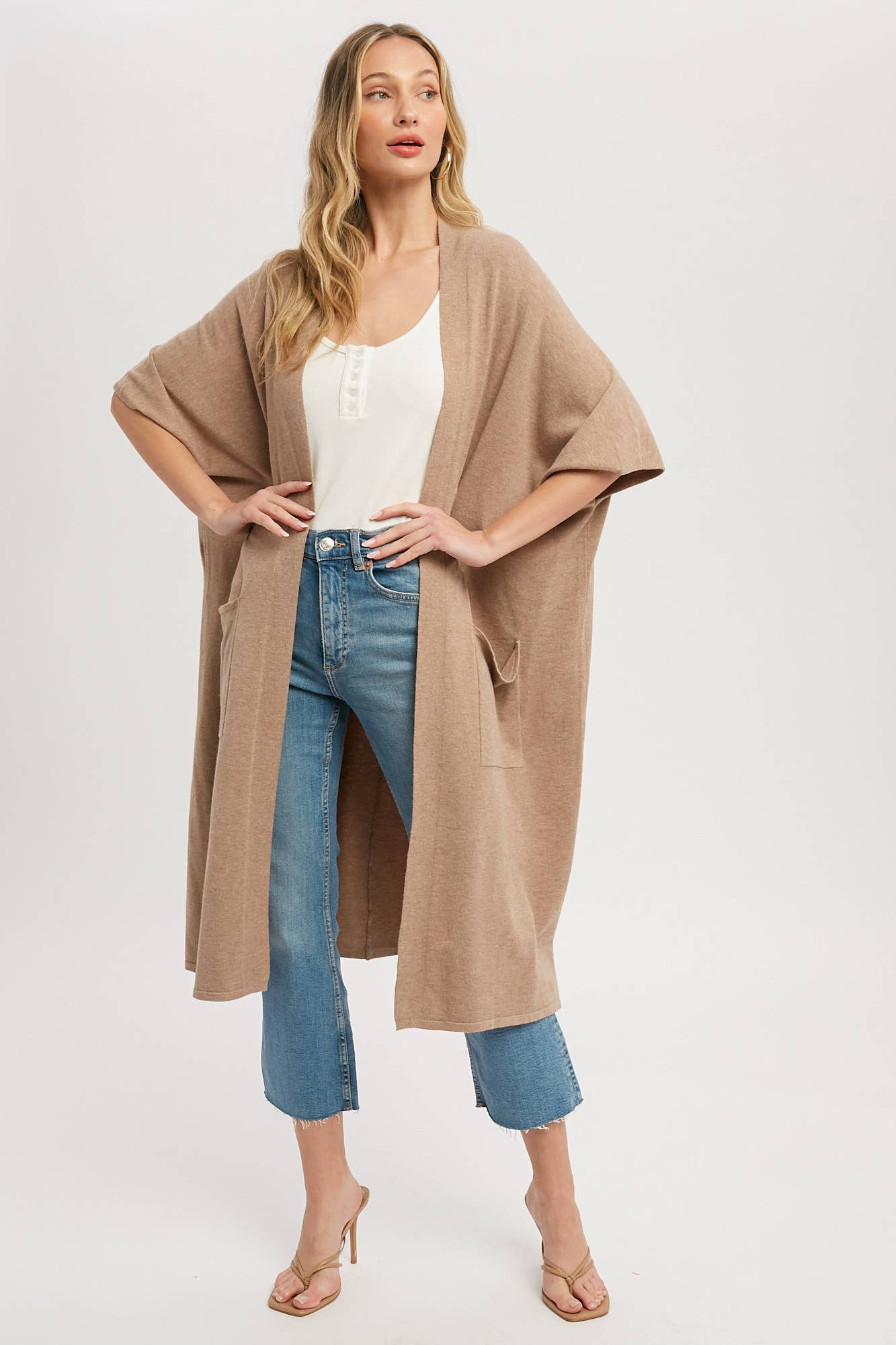 SOFT YARN OVERSIZED 3/4 SLEEVE CARDIGAN - 926 West