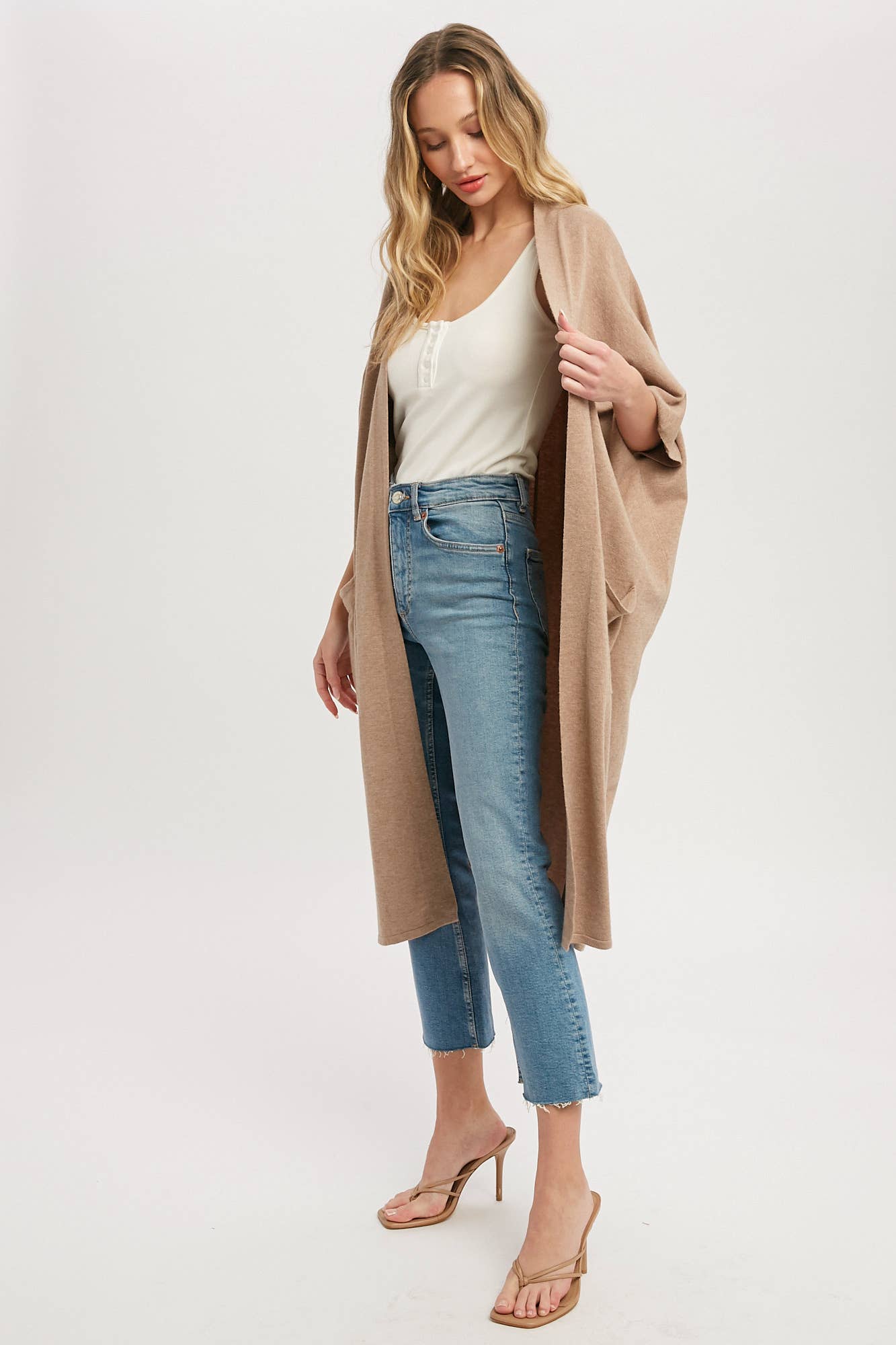 SOFT YARN OVERSIZED 3/4 SLEEVE CARDIGAN - 926 West