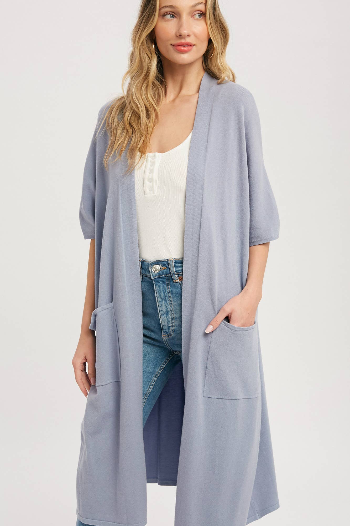 SOFT YARN OVERSIZED 3/4 SLEEVE CARDIGAN - 926 West