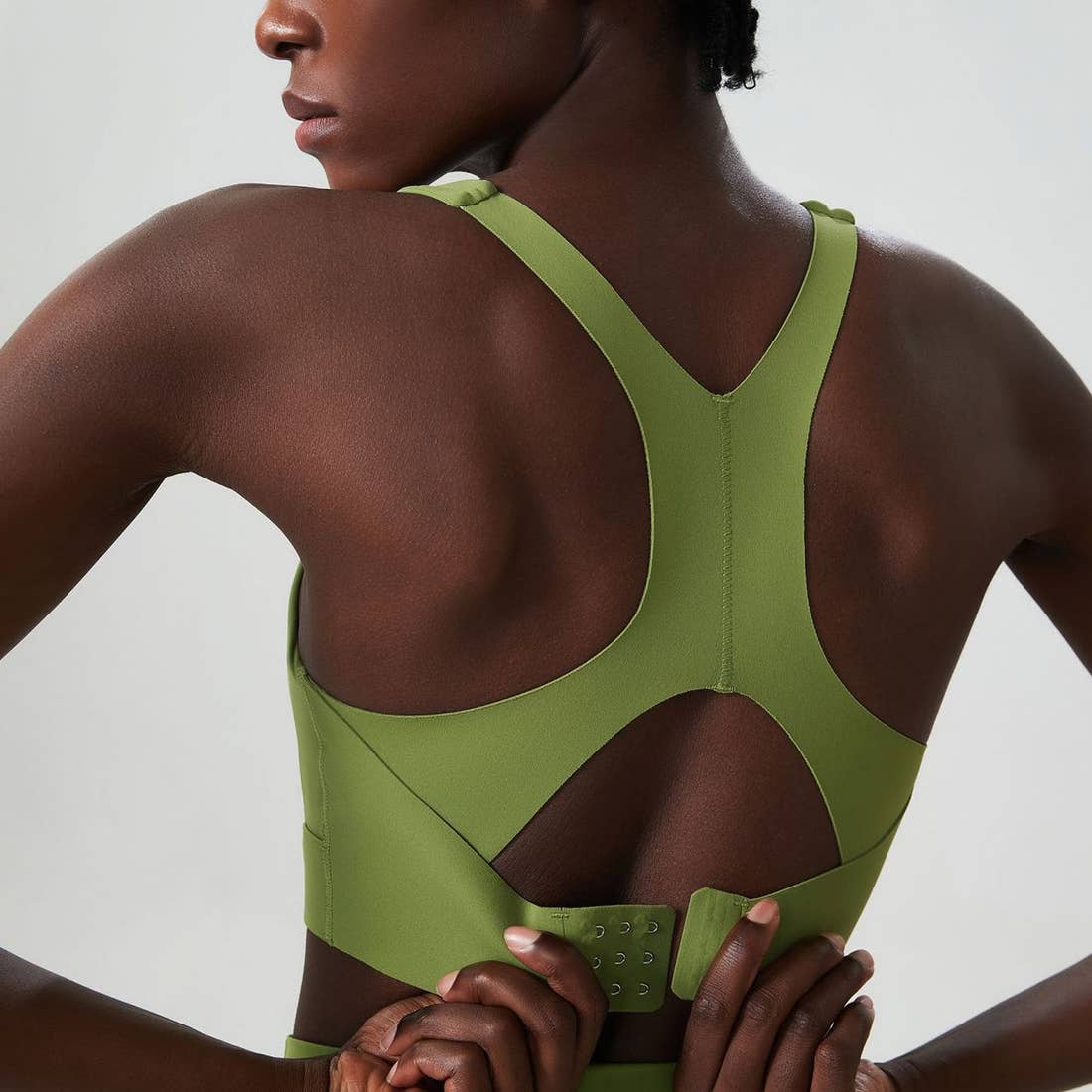 Solid Color Back Buckle High Support Fitness Sports Bra - 926 West