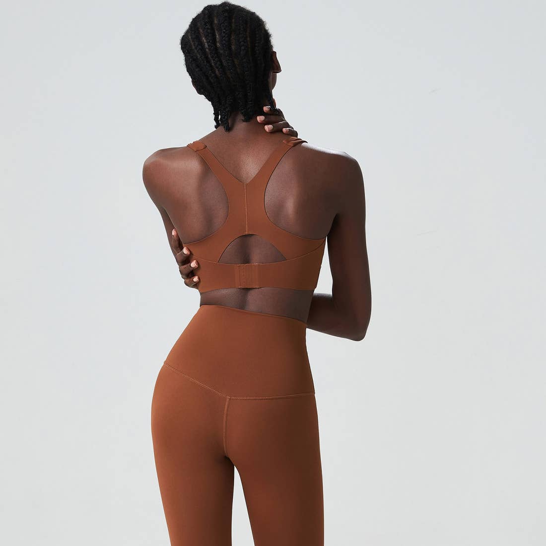 Solid Color Back Buckle High Support Fitness Sports Bra - 926 West