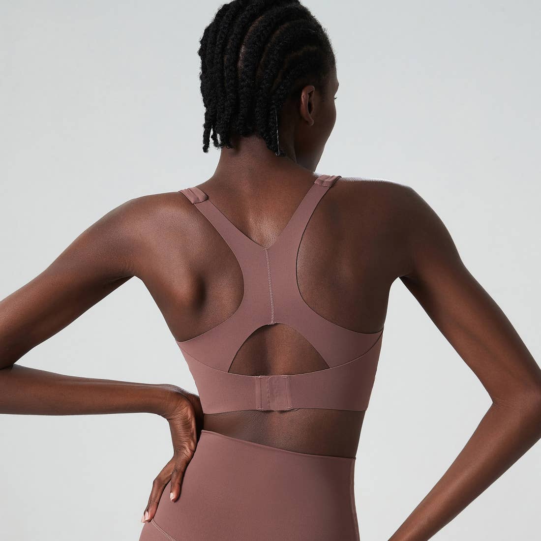 Solid Color Back Buckle High Support Fitness Sports Bra - 926 West