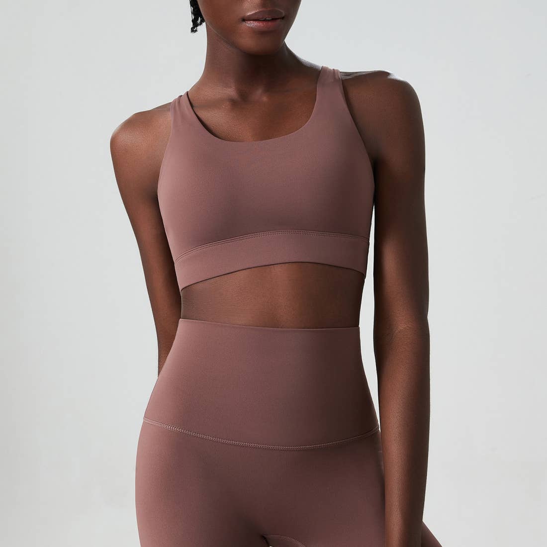 Solid Color Back Buckle High Support Fitness Sports Bra - 926 West