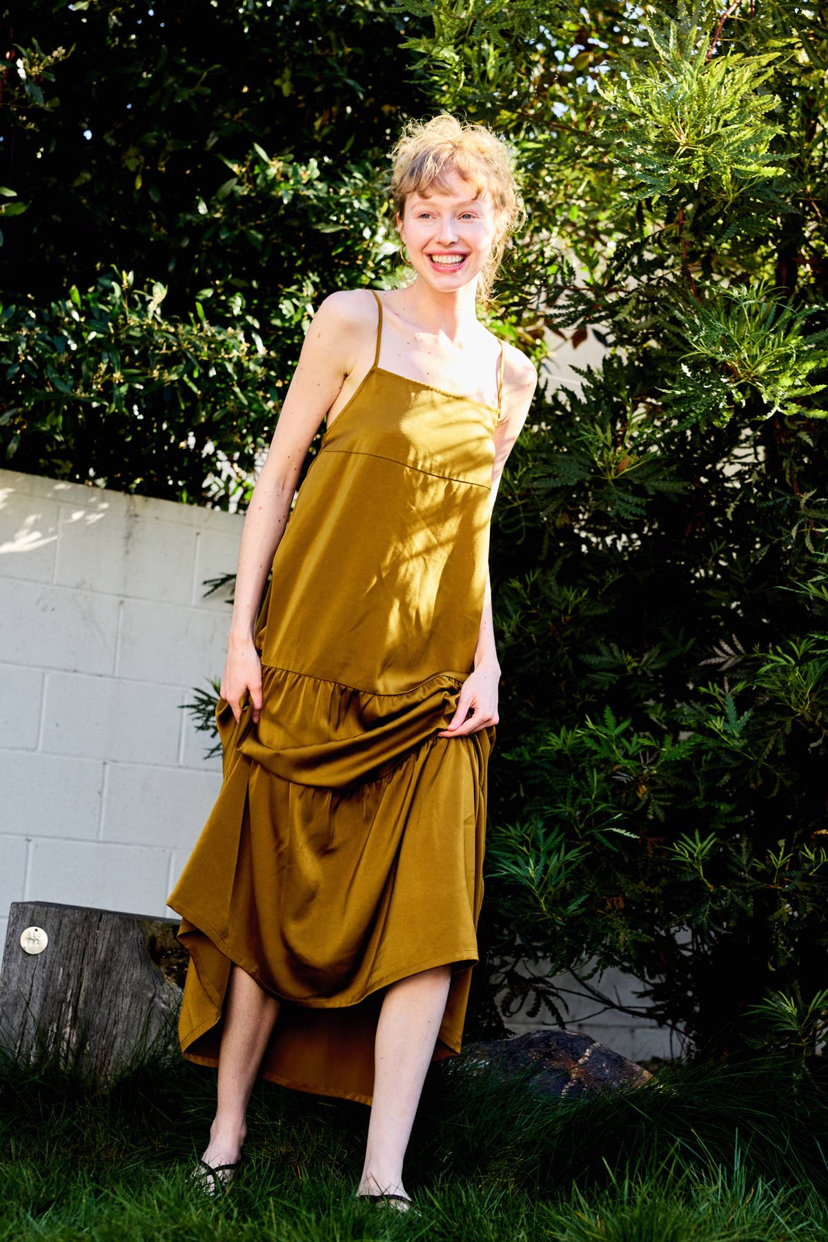 Square Neck Ruffled Hem Cami Midi Dress - 926 West