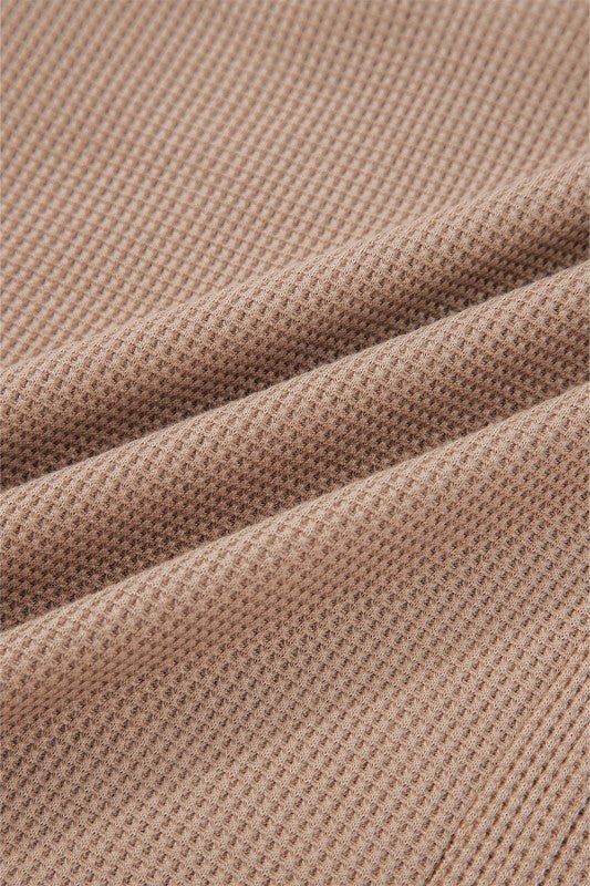 Stripe Plaid Patchwork Waffle Knit Henley Top* - 926 West