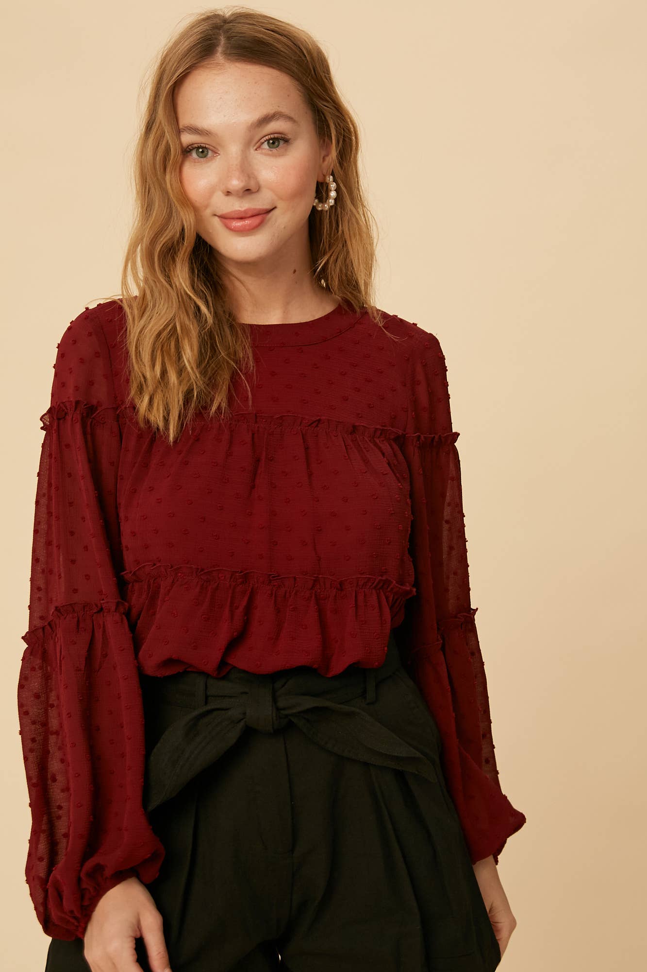 Swiss Dot Ruffle Blouse LT0920 - 926 West