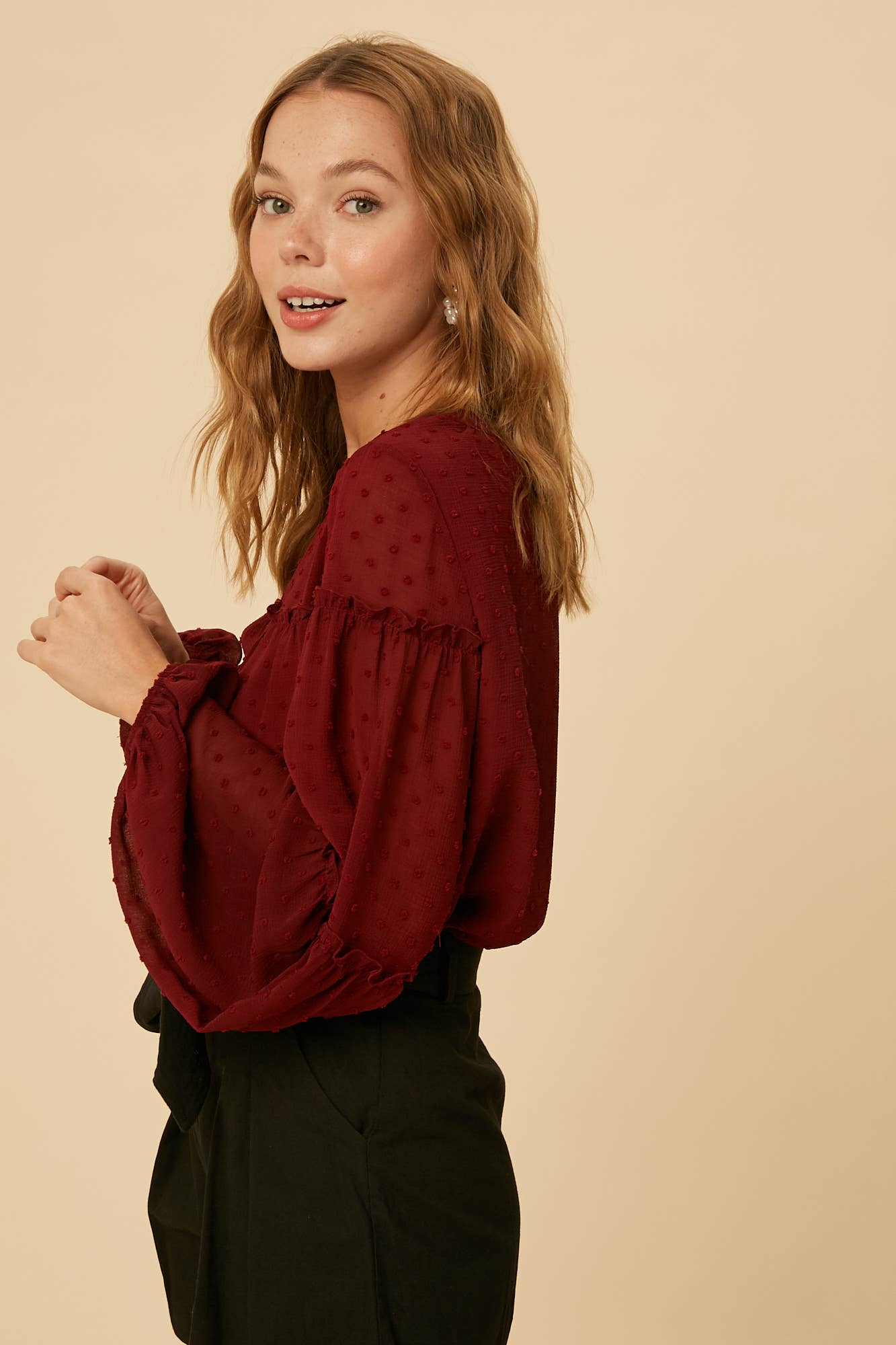 Swiss Dot Ruffle Blouse LT0920 - 926 West