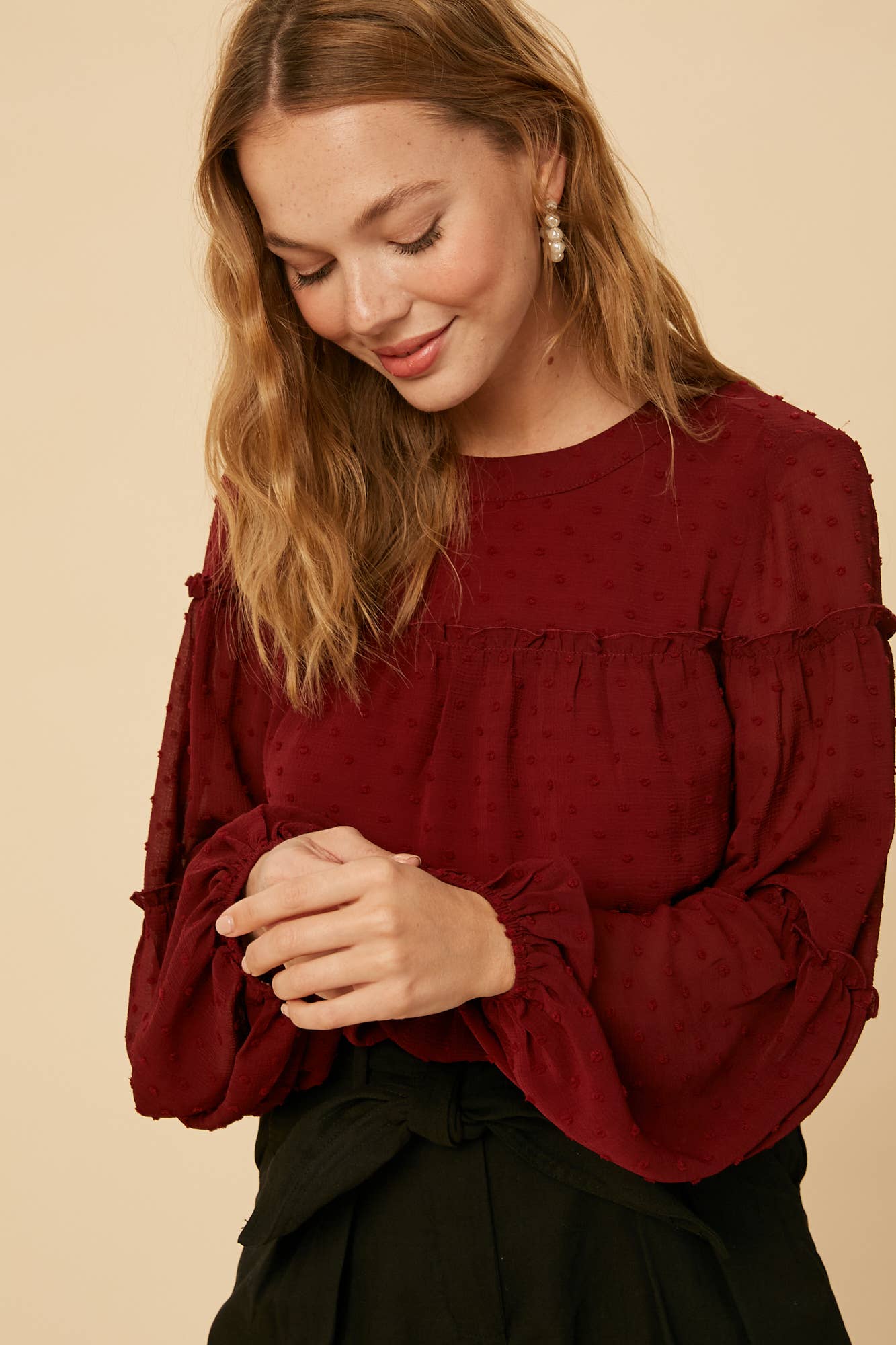 Swiss Dot Ruffle Blouse LT0920 - 926 West