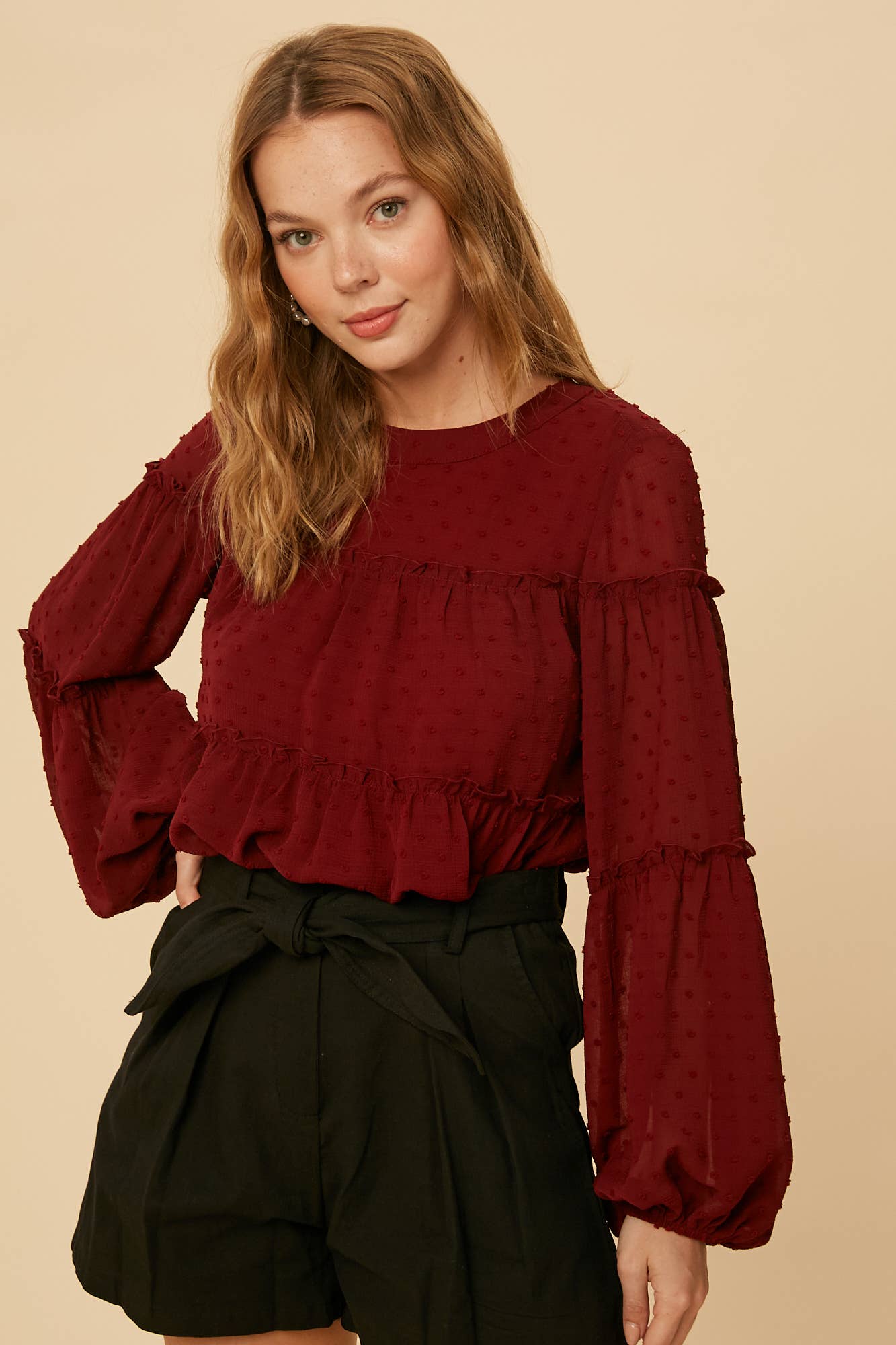 Swiss Dot Ruffle Blouse LT0920 - 926 West