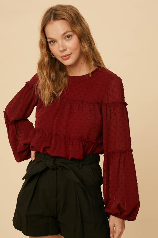 Swiss Dot Ruffle Blouse LT0920 - 926 West