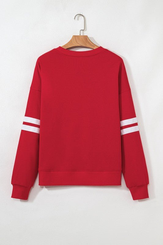 Varsity Stripe Drop Shoulder Oversized Sweatshirt - 926 West