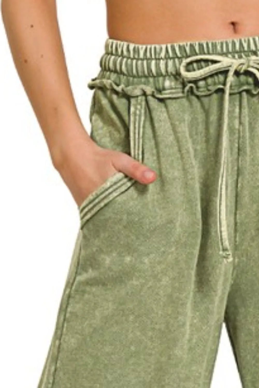 Zenana Washed French Terry Palazzo With Pockets - 926 West